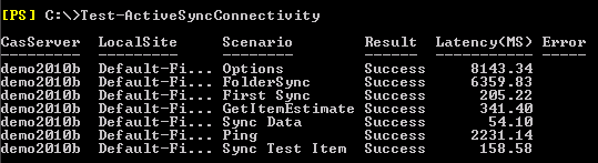Test-ActiveSyncConnectivity
