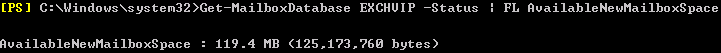 Exchange 2010 Whitespace per database