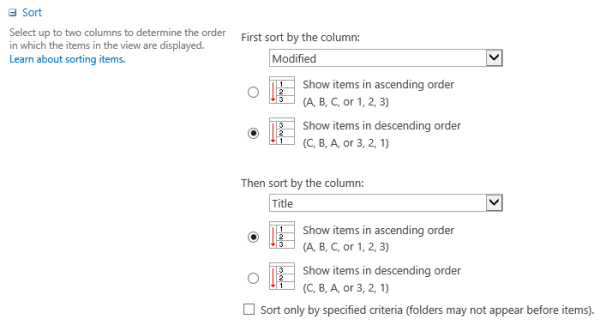 Document library view settings