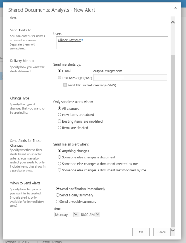 Customize Sharepoint Document Alerts